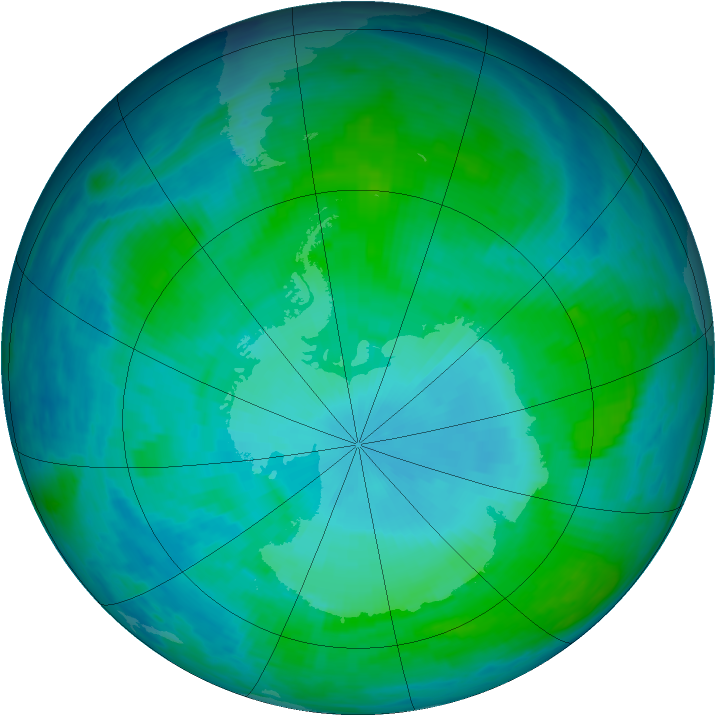Antarctic ozone map for 21 January 1986